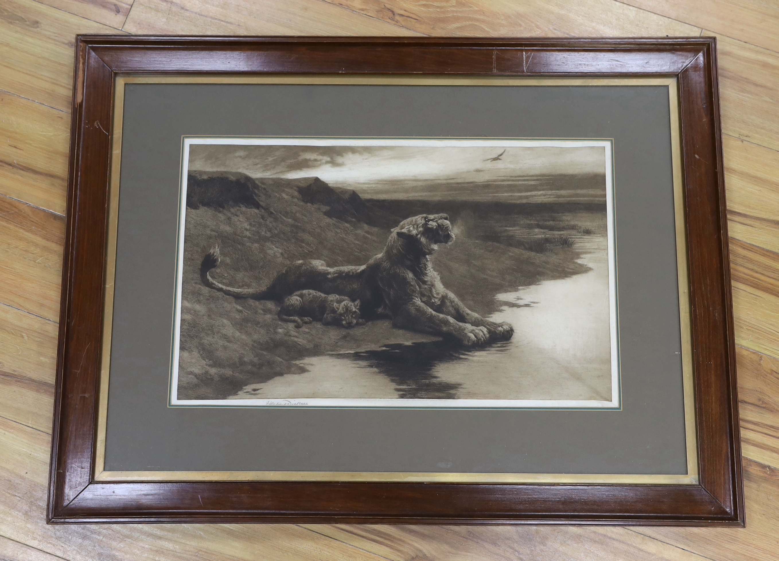 Herbert Dicksee (1862-1942), etching, 'Maternal Care', signed in pencil, publ. 1899, 41 x 66cm